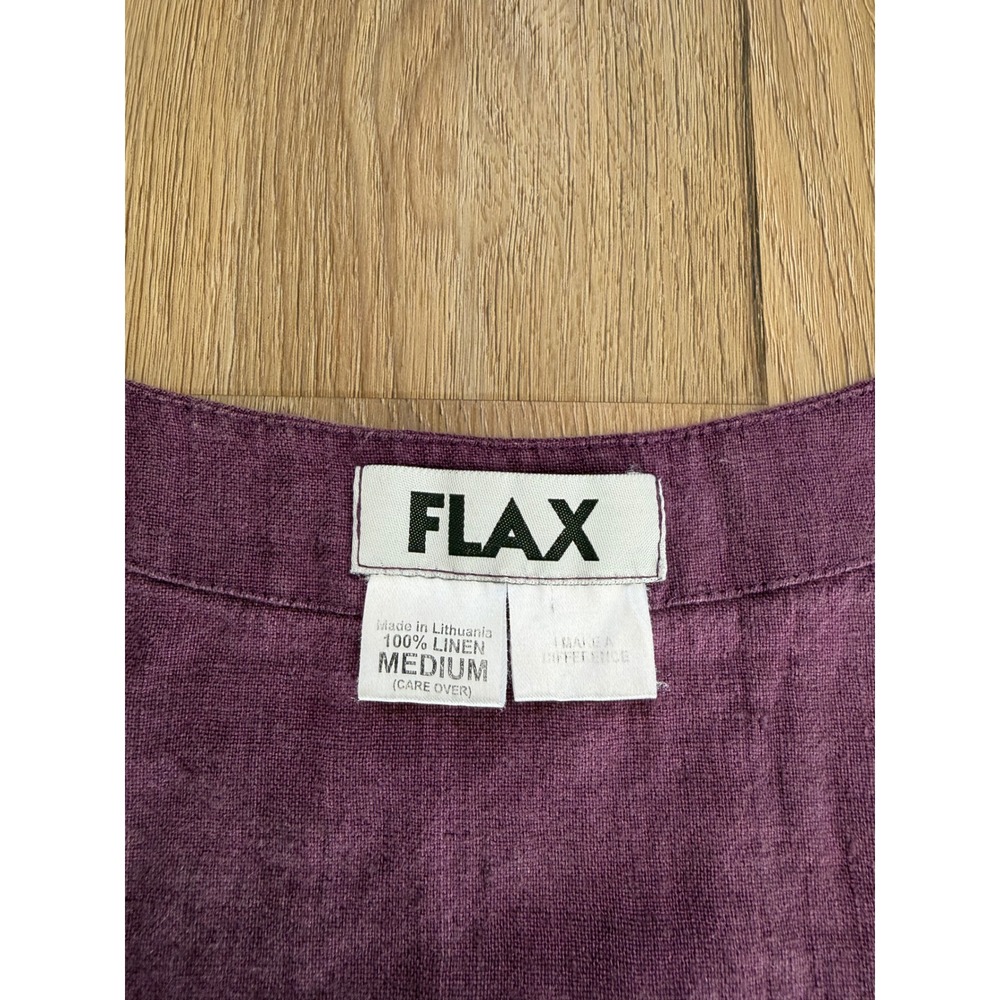 FLAX Plum Purple 100% Linen Button Down V-Neck tank Vest Lagenlook Top M boho - Picture 3 of 5